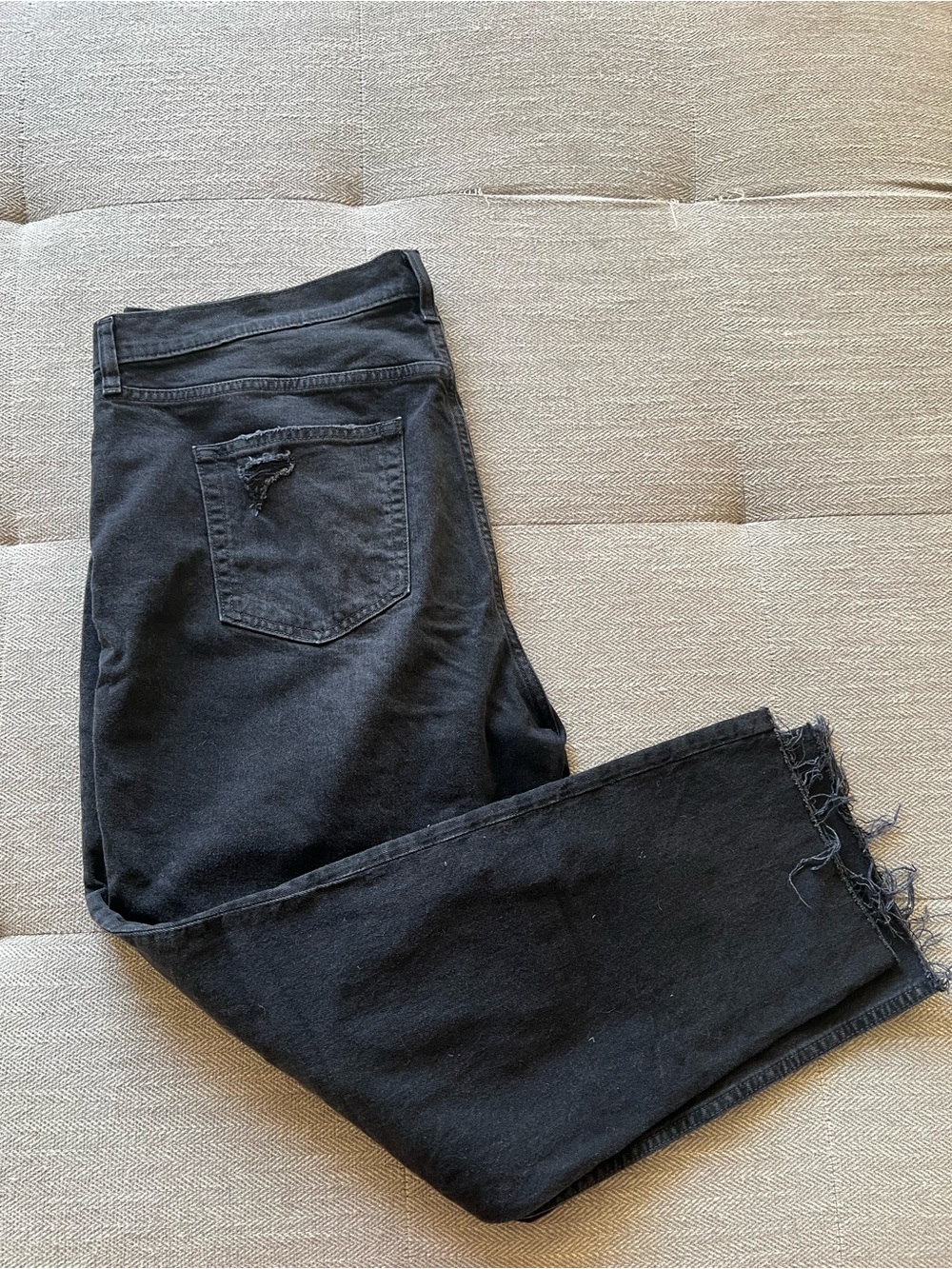 GAP Cheeky Straight High Rise Jeans Black Distressed Size 20R 35